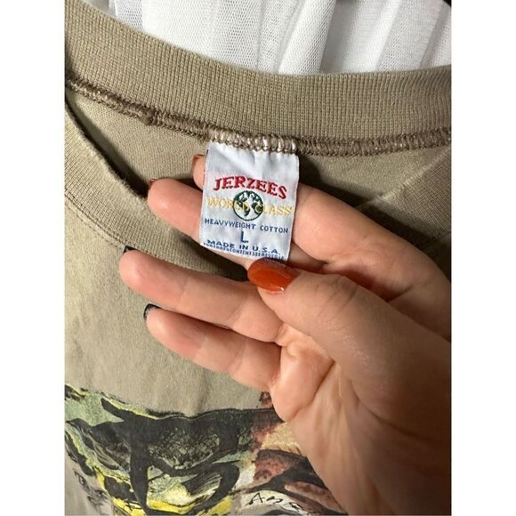 Vintage Jerzees T-shirt Tan Bass Anglers Sportsman - Picture 5 of 5